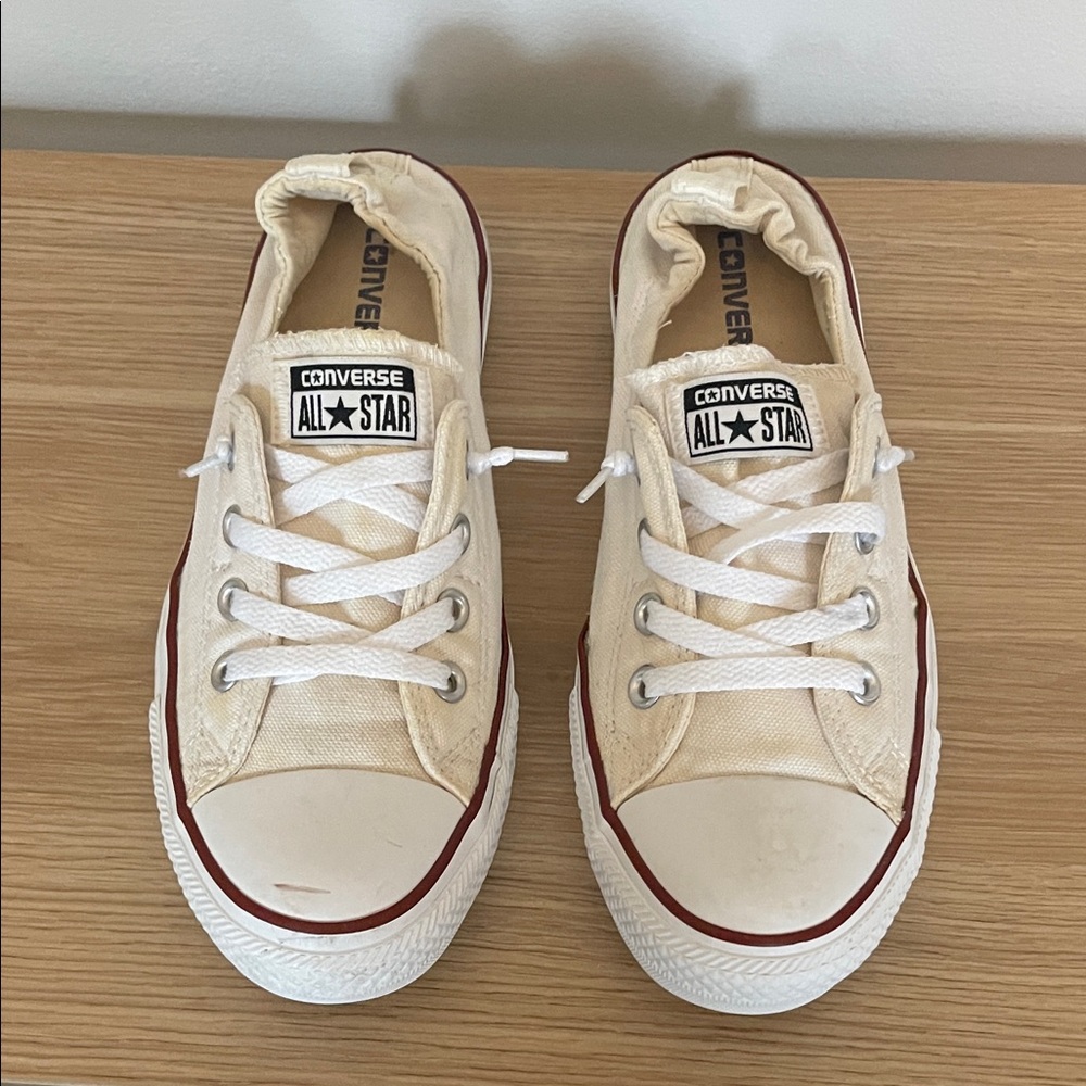 Converse All Star Beige Sneakers with Red Trim